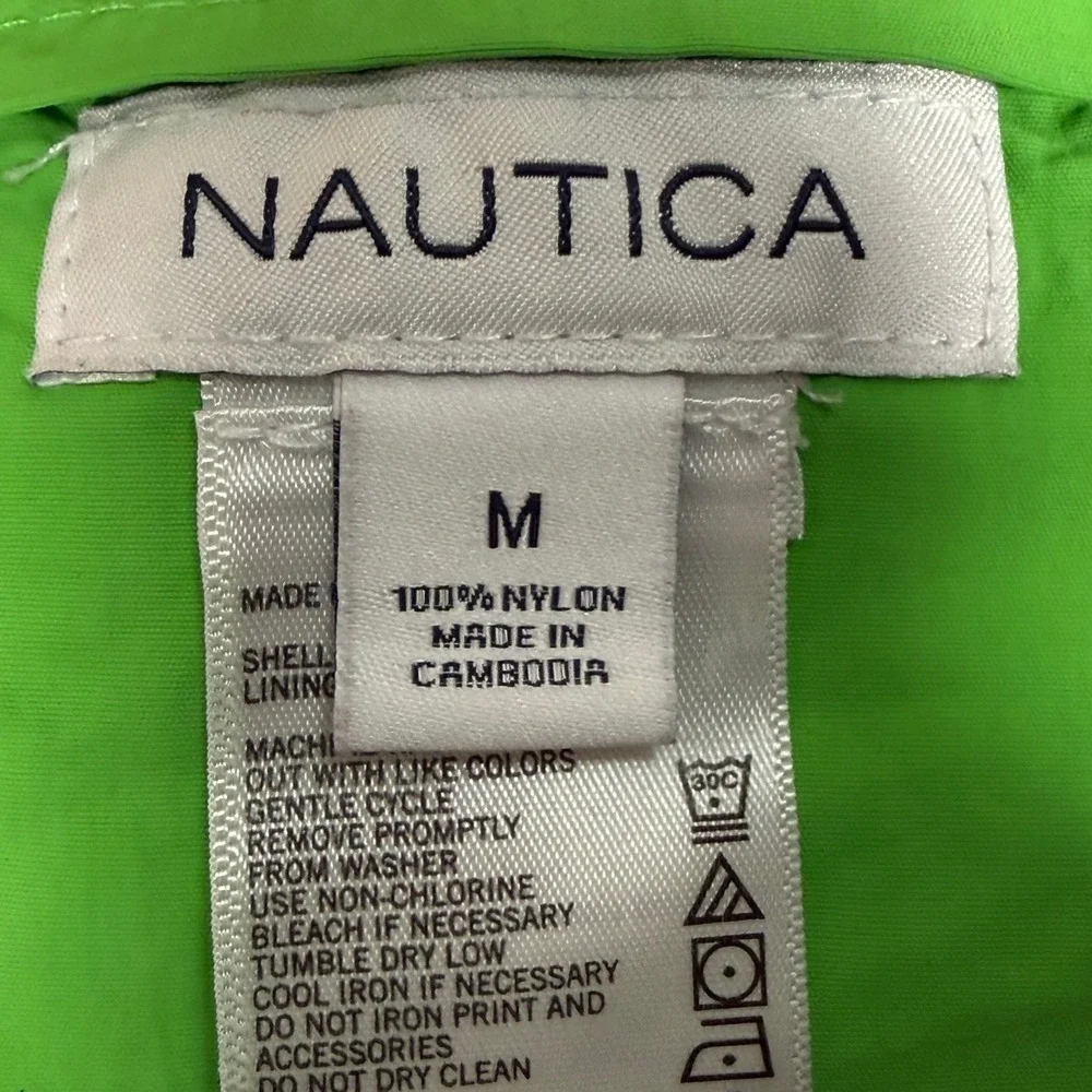 Nautica Mens Colorblock‎ Swim Trunks Green Blue White Logo Mesh Lined Medium
